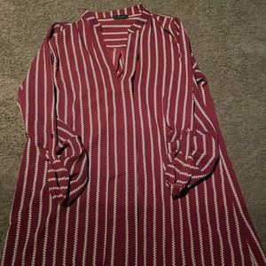 Burgundy striped t- shirt dress